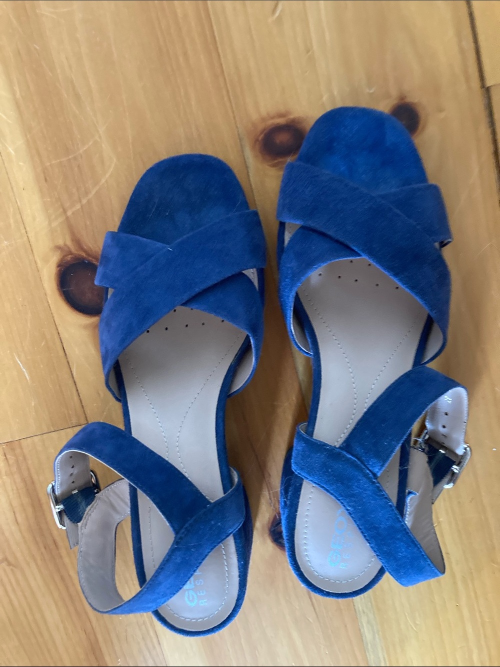 Geox Blue Suede Crisscross Women's Sandals